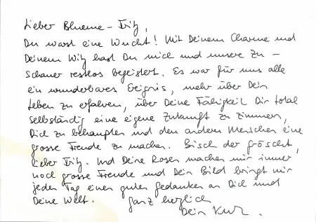 Dankesschreiben von Kurt Aeschbacher